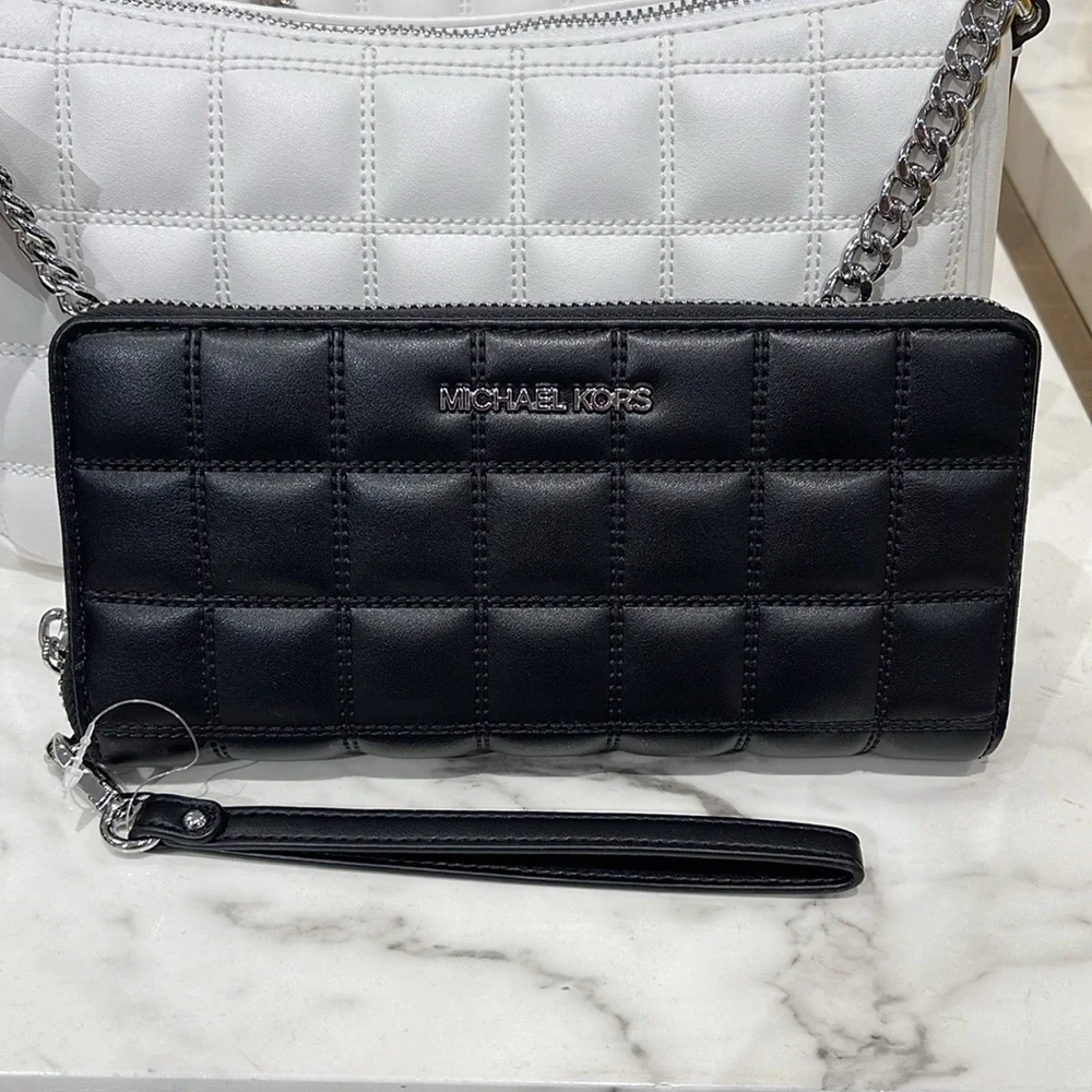 MICHAEL KORS Continental Wristlet Phone Case Wallet  Black  NWT